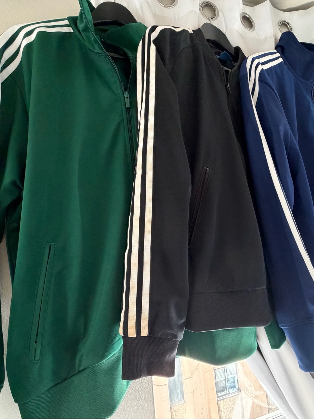Adidas Jackets: Green, Black & Blue